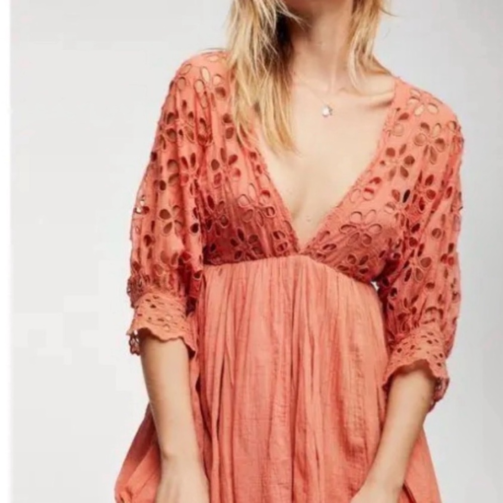 Free People Coral Lace Dress
